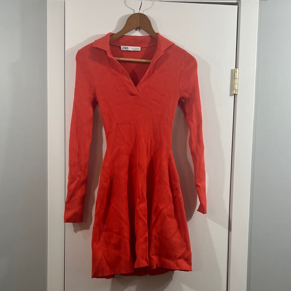Zara Red Long Sleeve Dress size S